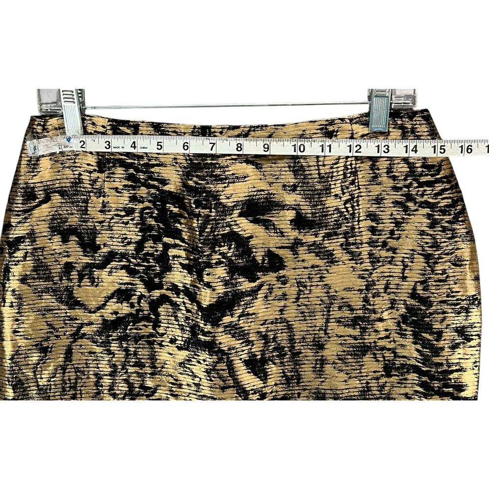 Escada‎ Pencil Skirt US 4 Black Gold Linen Silk Blend Brocade Abstract Glamour - Picture 6 of 16